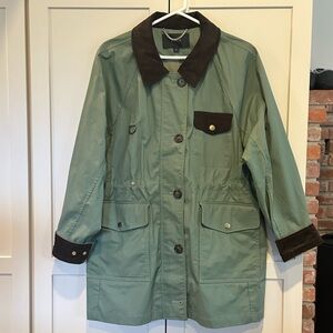 J. Crew Utility Jacket in Olive with Dark Brown Details
